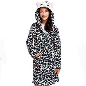 Jellifish Plush Bath Robe Hooded Flannel Fleece Sleep Robe Size Medium 7/8